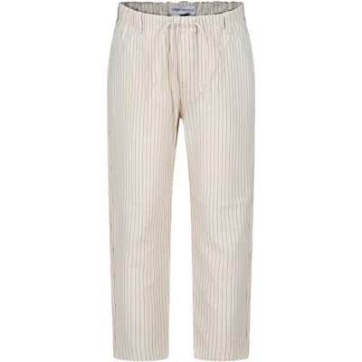 Emporio Armani Kids' Ivory Trousers For Boy With Eagle In White