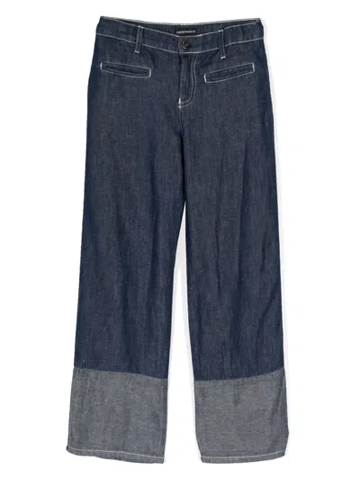Emporio Armani Kids' Girls Blue Wide Leg Jeans