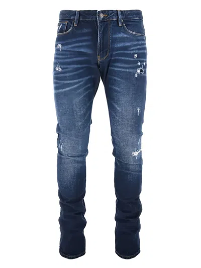 Emporio Armani Distressed Effect Denim J06 Slim Fit Jeans In Blue