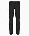 Emporio Armani J06 Slim-fit, Cotton-blend Trousers With Micro-armure Polka Dots In Black