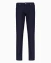 Emporio Armani J06 Slim-fit, Cotton-blend Trousers With Micro-armure Polka Dots In Navy Blue