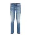 Emporio Armani J06 Slim-fit, 12.2 Oz Stone-washed Denim Jeans With Veining In Blue
