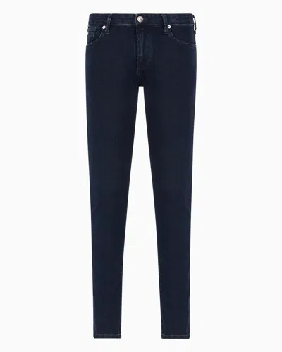 Emporio Armani J06 Slim-fit, Washed, 10.5 Oz Comfort-denim Jeans In Blue