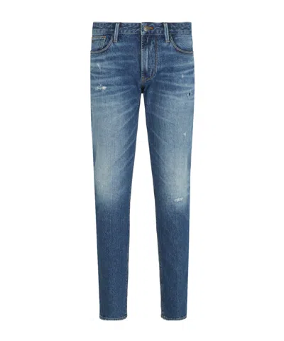 Emporio Armani Distressed-effect Jeans In Blue