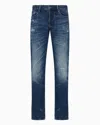 Emporio Armani J06 Slim-fit, Worn-look, Stretch-denim Jeans In Blue