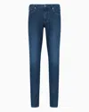 Emporio Armani Brand-patch Straight-leg Slim-fit Stretch-denim Jeans In Blue