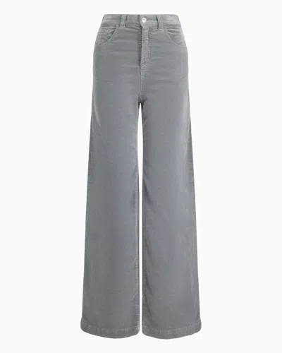 Emporio Armani J14 High-waisted, Wide-leg Palazzo Trousers In Garment-dyed Corduroy In Grey