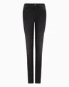 Emporio Armani Official Store J20 High-waisted Super Skinny-fit Stonewashed Comfort-denim Jeans In Dark Gray