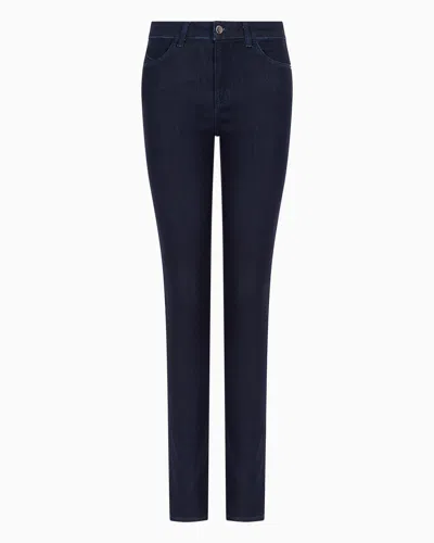 Emporio Armani Official Store J18 High-waisted Skinny-fit Viscose-blend Denim Jeans In Dark Blue