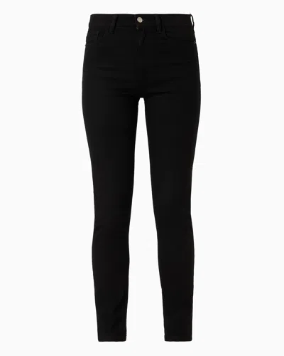 Emporio Armani J20 High-waisted, Super Skinny-leg Jeans In Rinsed Comfort Denim In Black