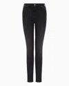 Emporio Armani Official Store J20 High-waisted Super Skinny-fit Stonewashed Comfort-denim Jeans In Dark Gray