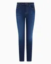 Emporio Armani J20 High-waisted Super-skinny Leg Jeans In Stretch Denim With Laser-cut Logo In Blue