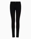 Emporio Armani J28 Medium-waisted, Super Skinny-leg Jeans In Rinsed Comfort Denim In Black