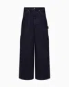 Emporio Armani J2g Flocked-rib Garment-dyed Drill Cargo Jeans In Blue