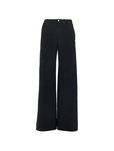 Emporio Armani J2h Wide-leg Cotton Trousers In Black