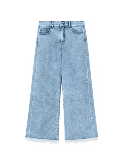 Emporio Armani J33 Acid-wash Frayed-hem Jeans In Blue
