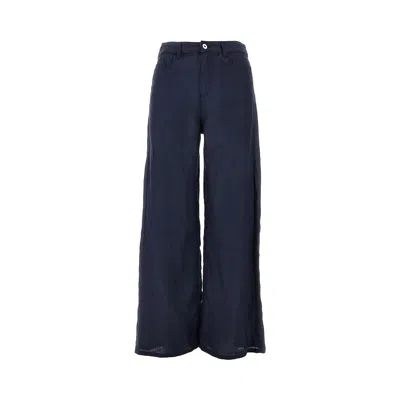 Emporio Armani Woman Pants Midnight Blue Size 27 Linen