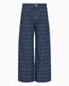 Emporio Armani J33 Mid-rise Cropped, Flared Jacquard Denim Jeans With All-over Ea Lettering In Patterned
