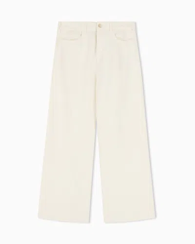 Emporio Armani J33 Regular-fit Garment-dyed Trousers In Linen And Lyocell In White