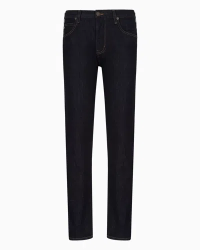 Emporio Armani J45 Regular-fit, Washed Twill 11.5 Oz Comfort-denim Jeans In Blue