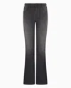 Emporio Armani J47 Mid-high Rise Flared-hem Jeans In Stretch Denim In Blue