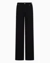 Emporio Armani Womens Black Denim Embellished Five-pockets Straight-leg High-rise Stretch-denim Jeans In Black
