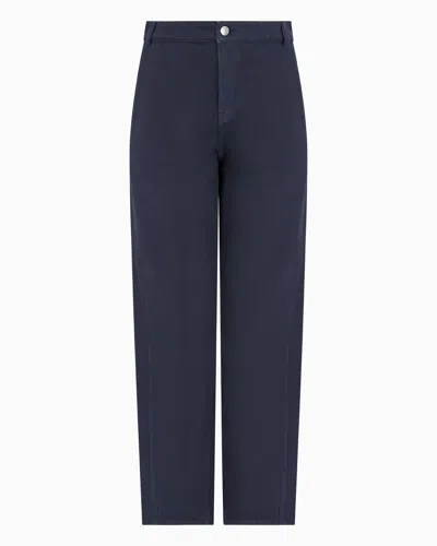 Emporio Armani J4h Icon Oval-leg Jeans In Garment-dyed Drill In Navy Blue