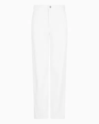 Emporio Armani J4h Icon Oval-leg Jeans In Garment-dyed Drill In White