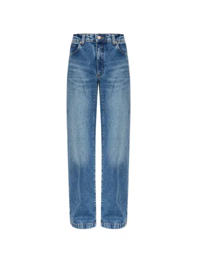 Emporio Armani J4j Logo-patch Wide-leg Jeans In Blue