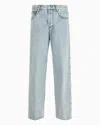 Emporio Armani Official Store J74 Loose-fit Marbled Denim Jeans In Light Blue