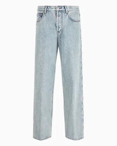 Emporio Armani Official Store J74 Loose-fit Marbled Denim Jeans In Light Blue