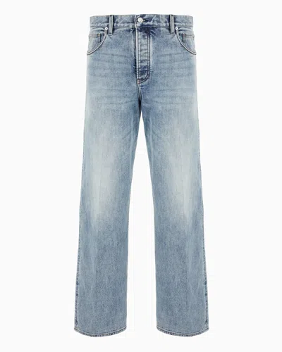 Emporio Armani J74 Loose-fit, Stone-washed Denim Jeans With 3d Ribs In Blue