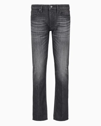 Emporio Armani J75 Slim-fit, Rinse-washed Stretch Denim Jeans In Black