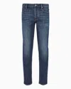 Emporio Armani J75 Slim-fit, Stone-washed Denim Jeans With Fleece Lining In Blue