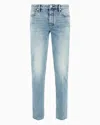 Emporio Armani J75 Slim-fit, Stone-washed Denim Jeans With Whisker Lines In Blue