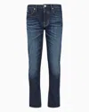 Emporio Armani J75 Slim-fit, Stone-washed Stretch Denim Jeans With Dirty-effect Treatment In Blue