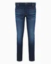 Emporio Armani J75 Slim-fit, Stone-washed Stretch-denim Jeans With Whisker Lines In Blue