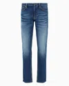 Emporio Armani J75 Slim-fit, Stone-washed Stretch-denim Jeans With Whisker Lines In Blue