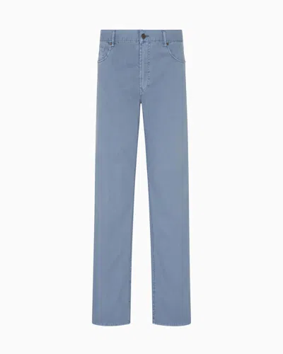 Emporio Armani J76 Straight-fit Five-pocket Washed Twill Trousers In Blue