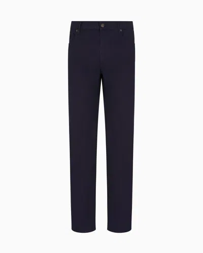 Emporio Armani J76 Straight-fit Five-pocket Washed Twill Trousers In Blue