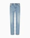 Emporio Armani J76 Straight-fit Jeans In A Vintage-effect Washed Denim In Blue