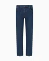 Emporio Armani J76 Straight-fit Jeans In Stretch Denim With Logo Pocket In Blue