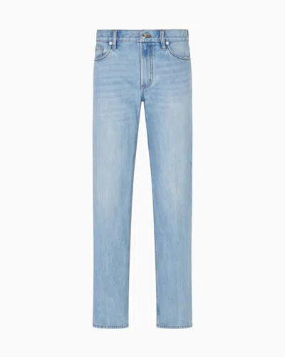 Emporio Armani J76 Straight-fit, Stone-washed Denim Jeans In Blue