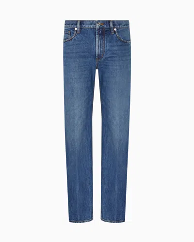 Emporio Armani J76 Straight-fit, Stone-washed Denim Jeans In Blue