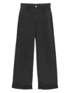 Emporio Armani Linen Blend Wide-leg Jeans In Blau