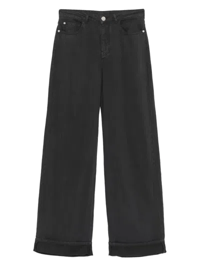 Emporio Armani Linen Blend Wide-leg Jeans In Blue