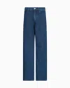 Emporio Armani J8b Mid-rise Wide-leg Denim Jeans With All-over Rhinestones In Blue