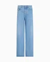 Emporio Armani J8b Wide-leg, Worn-effect Denim Jeans In Blue