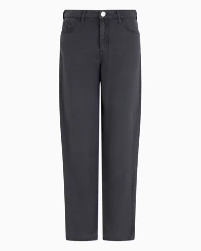Emporio Armani J90 Carrot-fit Jeans In A Lyocell And Linen Blend Denim Asv In Navy_blue