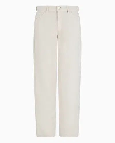 Emporio Armani J90 Carrot-fit Jeans In A Lyocell And Linen Blend Denim Asv In Weiss